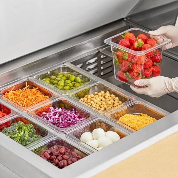 Choice 1/6 Size 6" Deep Clear Polycarbonate Food Pan Set - 18/Set