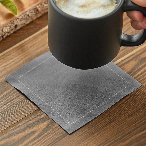 Choice 4 5/16 inch x 4 5/16 inch Customizable Gray Single-Use Cotton Beverage Napkin - 1,200/Case