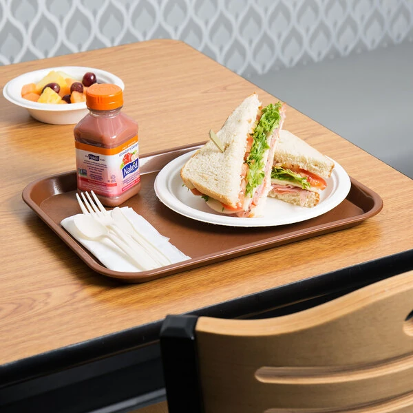 Choice 10" x 14" Brown Plastic Fast Food Tray - 48/Case