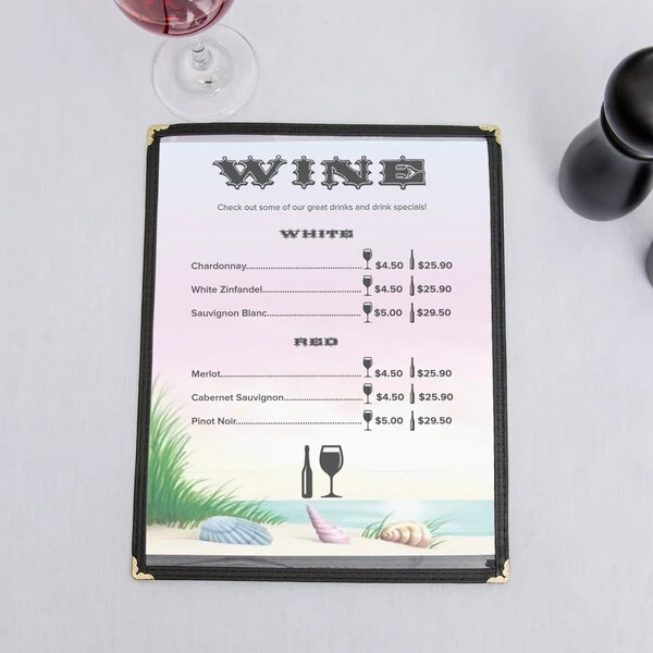 Choice 8 1/2" x 11" Menu Paper - Seafood Themed Coral Design Left Insert - 100/Pack