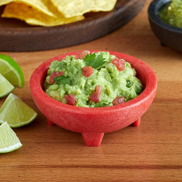 Choice Thermal Plastic 4 oz. Red Molcajete Bowl - 24/Case