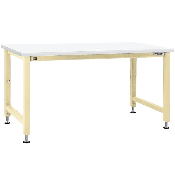 BenchPro Adams Series 36" x 60" Formica Laminate Top Adjustable Hydraulic Workbench with Beige Frame AEFES3660