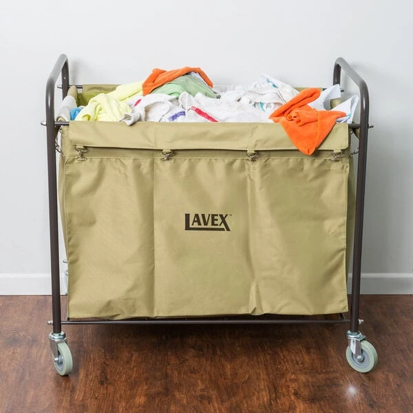 Lavex Commercial Laundry Cart/Trash Cart with Handles, 12 Bushel Metal Frame and Canvas Bag