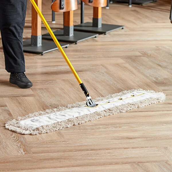 Lavex 48" x 5" White Cotton Blend Looped End Dry Dust Mop Head