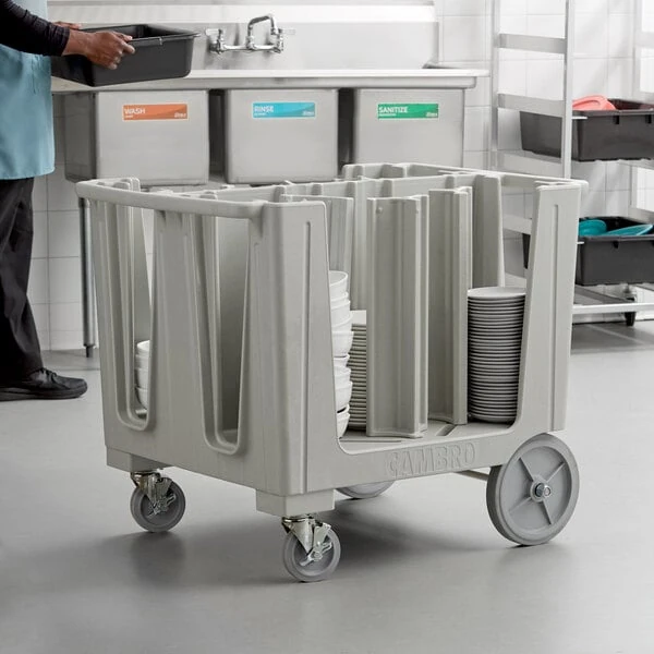 Cambro ADCS480 S Series Adjustable Speckled Gray Dish Caddy with Vinyl Cover - 6 Column