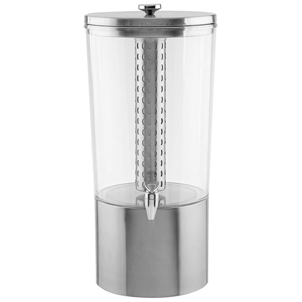 TableCraft 10451 4.5 Gallon Stainless Steel / Tritan™ Beverage Dispenser with Infuser / Ice Core