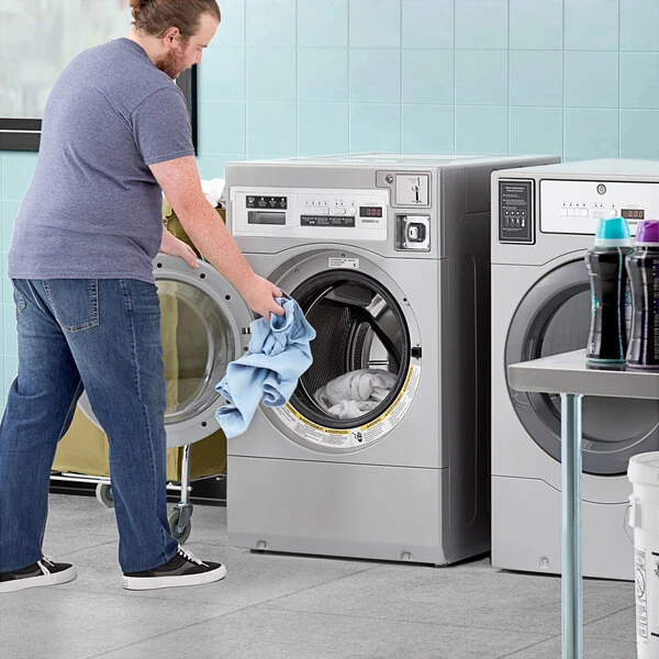 Crossover 3.5 cu. ft. 27" Front Load Electric Commercial Washer and 7 cu. ft. 27" Front Load Gas Powered Commercial Dryer - Coin Operated
