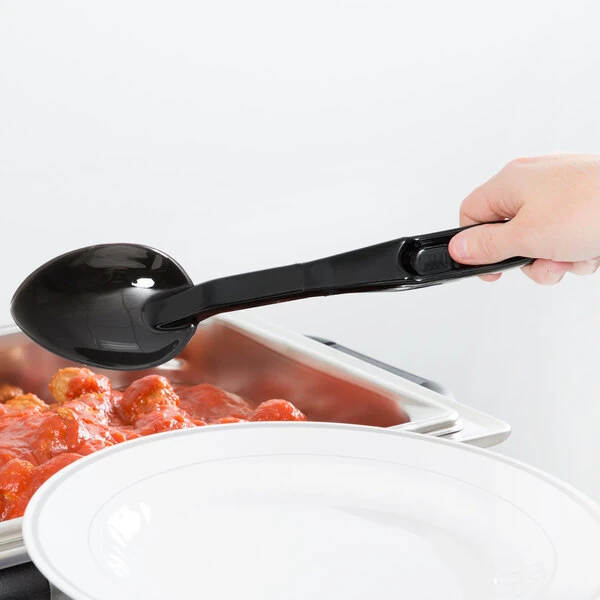 Cambro SPO13 13" Black High Heat Solid Salad Bar / Buffet Spoon