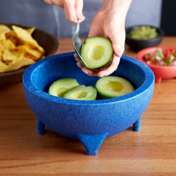 Choice Thermal Plastic 56 oz. Blue Molcajete Bowl