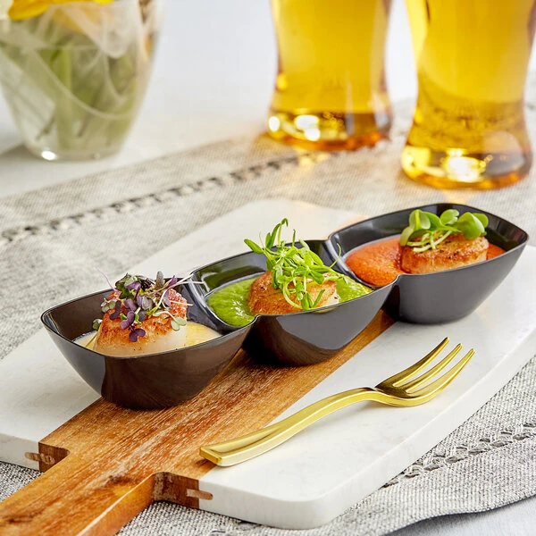 Choice 3-Compartment Black Plastic Mini Tray