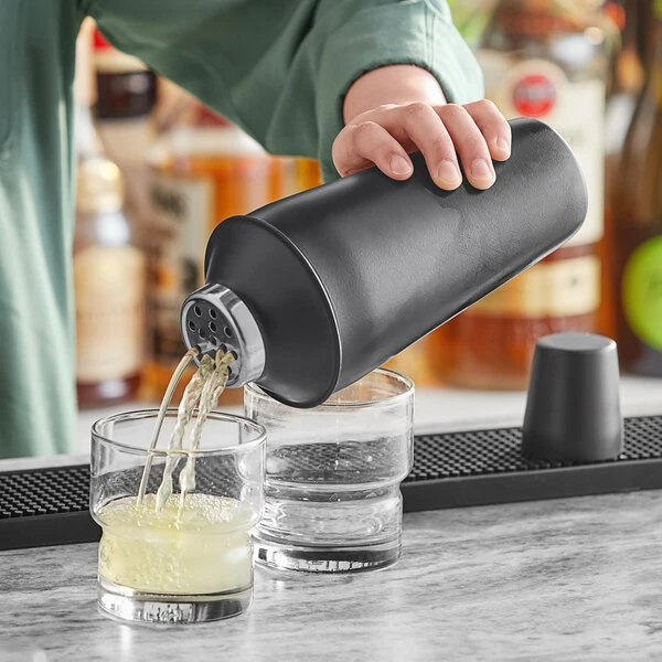 Acopa 28 oz. Matte Black 3-Piece Cobbler Cocktail Shaker