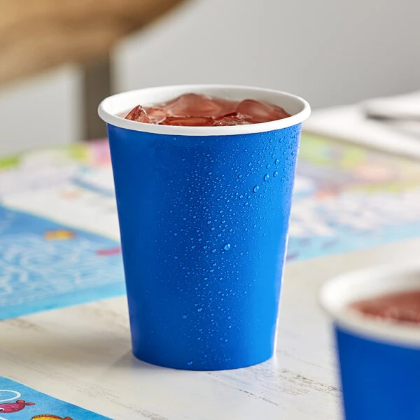 Creative Converting 9 oz. Cobalt Blue Poly Paper Hot / Cold Cup - 240/Case