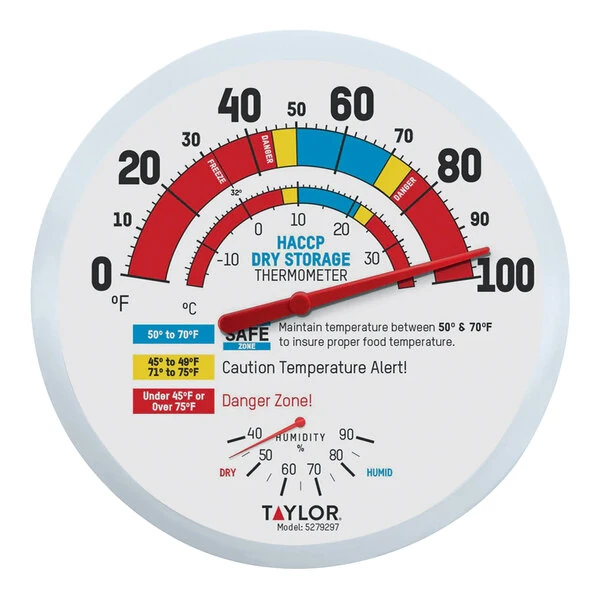 Taylor 13 1/4" HACCP Prep / Dry Storage Wall Thermometer 5279297