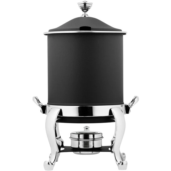 Bon Chef 39001HLCH-NERO Roman Petite 8 Qt. Nero Finish with Chrome Accents Hinged Top Marmite Chafer