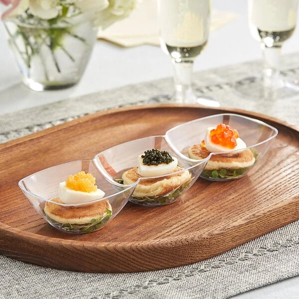 Choice 3-Compartment Clear Plastic Mini Tray