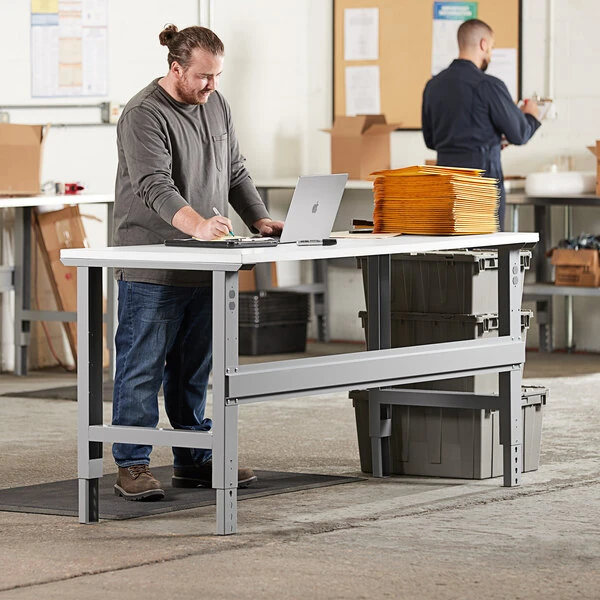 Lavex 30" x 60" Adjustable Height Heavy-Duty Workbench With Square Edge Laminate Top