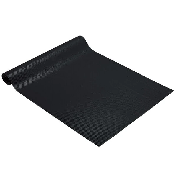 Cactus Mat 1011R-C3 Ezy Kleen Round Rib 3' Wide Black Vinyl Runner Mat - 1/8" Thick