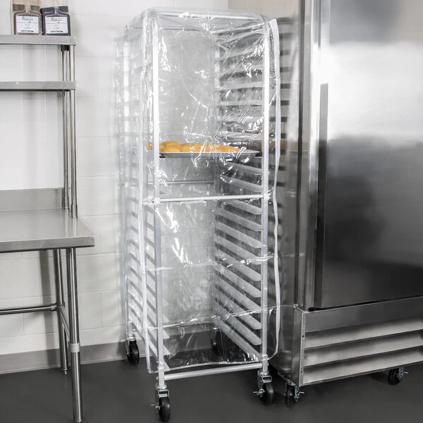 Winholt Heavy Duty Clear Bun Pan Rack Cover with 3 Zippers - 28" x 23" x 61"