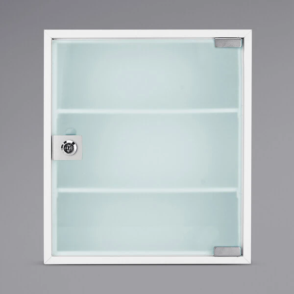 Barska CB12822 12 3/8 " x 3 15/16 " x 14 3/16" Medium White Steel Medicine Security Cabinet with Key Lock and Tempered Glass Door
