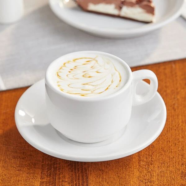 Acopa 7 oz. Bright White Rolled Edge Stackable Stoneware Cup - 36/Case