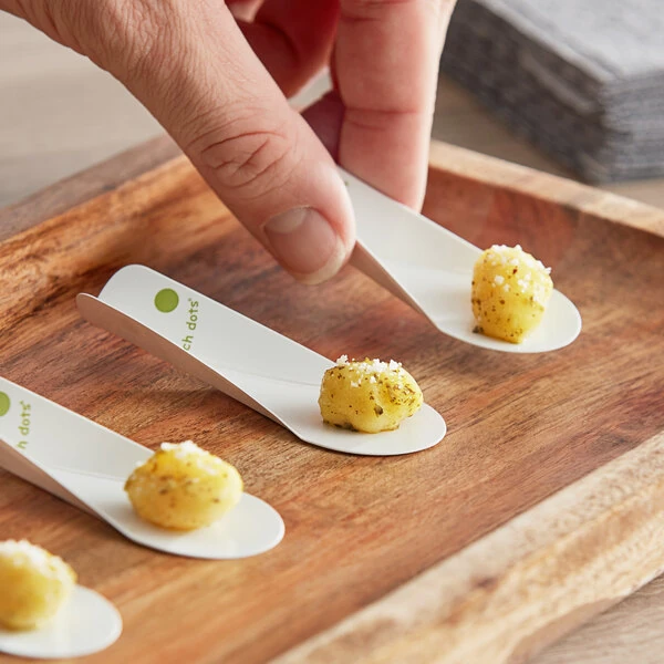 EcoTensil® EcoTaster® Mini GreenDot™ 3 1/4" Compostable Paperboard Tasting Spoon - 2,500/Case