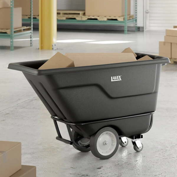 Lavex 0.5 Cubic Yard Black Heavy-Duty Tilt Truck / Trash Cart (1400 lb. Capacity)
