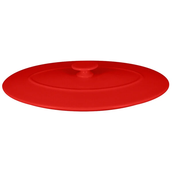 RAK Porcelain Chef's Fusion 10 1/4" Ember Red Oval Porcelain Lid - 3/Case