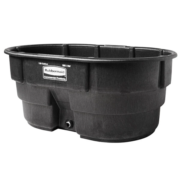 Rubbermaid® FG424500BLA 150 Gallon Black Structural Foam Stock Tank with Oversized Drain Plug