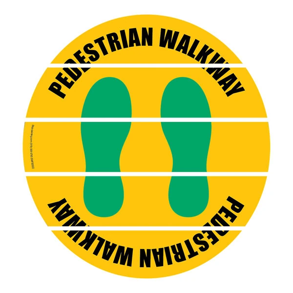 Superior Mark 17 1/2" Yellow / Green "Pedestrian Walkway" Safety Floor Sign