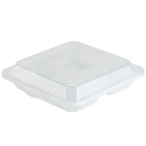 GET EC-12 9" x 9" x 2 3/4" Clear Customizable 3-Compartment Reusable Eco-Takeouts Container - 12/Case