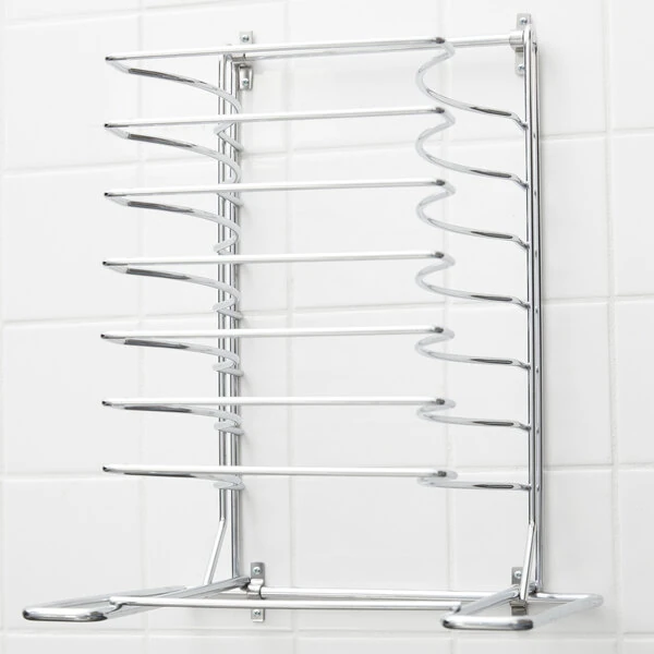 American Metalcraft 19107 7 Slot Wall Mounted Pizza Pan Rack with Wall Mounting Hardware