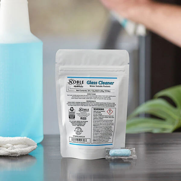 Noble QuikPacks 1.5 Gram Concentrated Glass Cleaner Packets - 24/Bag