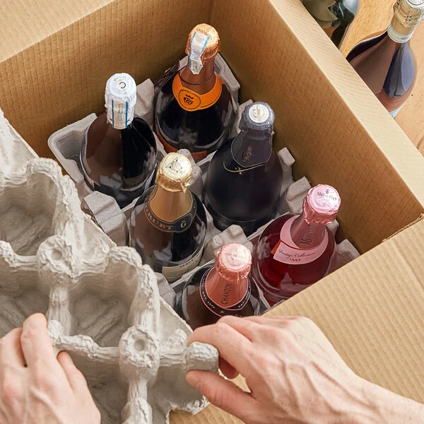 Lavex Molded Fiber 6 Bottle Upright Wine Shipper - 300/Pallet - 300/Pallet