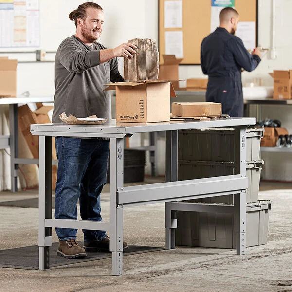 Lavex 30" x 60" Adjustable Height Workbench With Square Edge Steel Top