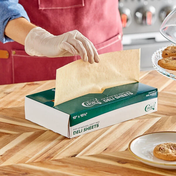 EcoChoice 10" x 10 3/4" Interfolded Natural Kraft Deli Wrap Wax Paper - 6,000/Case