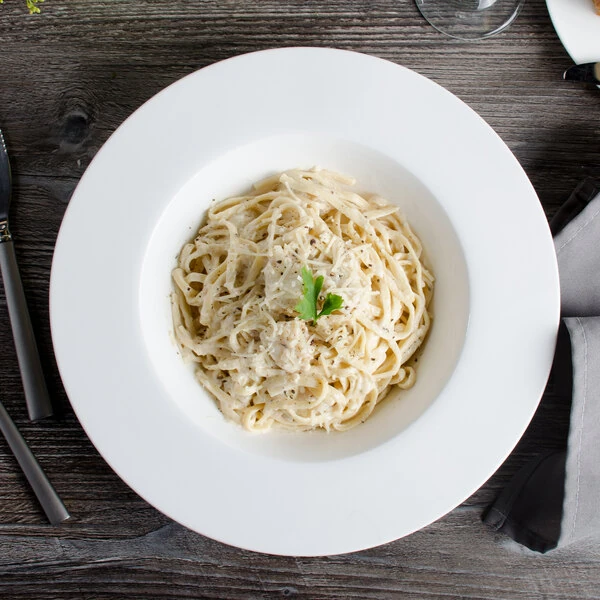 Bon Chef 5000013B Wide Rim 11 1/2" White Bone China Pasta Plate - 12/Pack