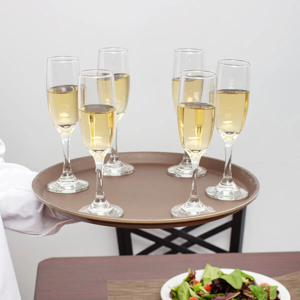 Cambro 1400CT138 Camtread® 14" Round Tavern Tan Non-Skid Serving Tray - 12/Case
