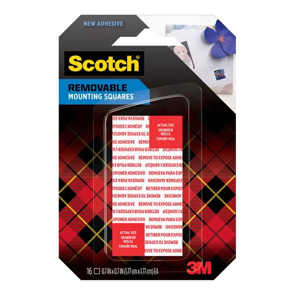 3M Scotch™ 11/16" x 11/16" Double-Sided Removable Mounting Squares 108AMS-SQ-16 - 16/Pack