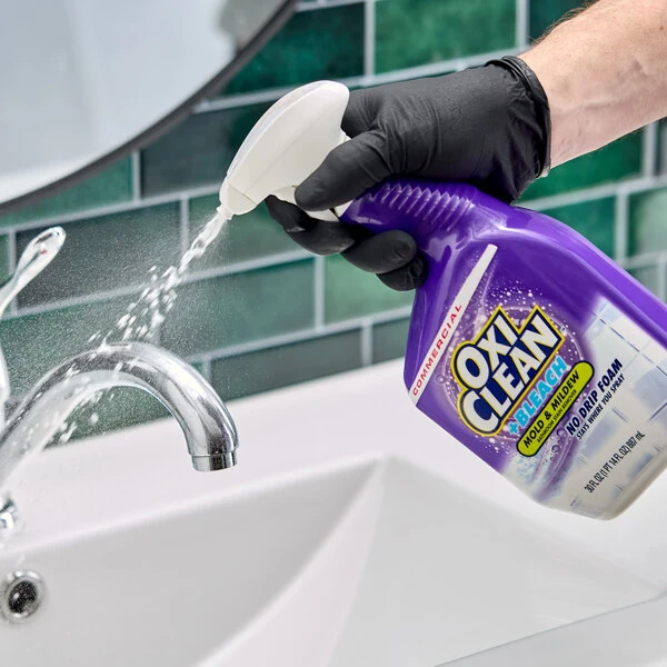 OxiClean + Bleach 30 oz. Mold & Mildew No-Drip Foam Bathroom Stain Remover - 8/Case