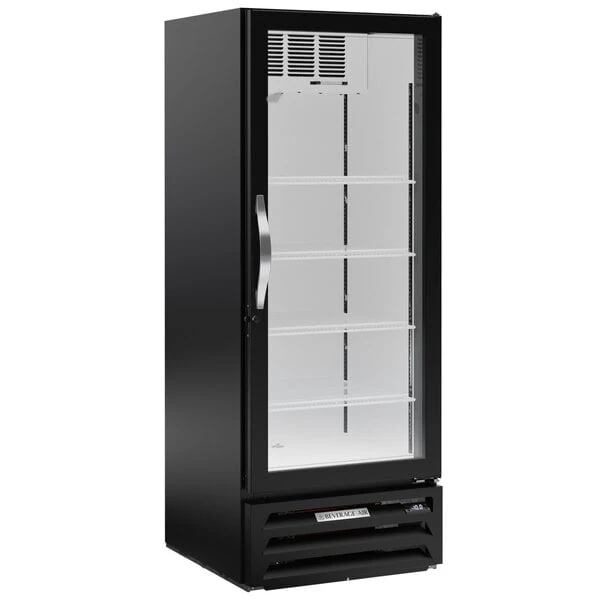 Beverage-Air MMF12HC-1-BS-IQ MarketMax 24" Black Glass Door Merchandiser with Stainless Steel Interior and Electronic Smart Door Lock