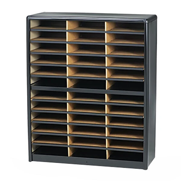 Safco 7121BL Black 36-Section Steel / Fiberboard File Organizer - 32 1/4" x 13 1/2" x 38"