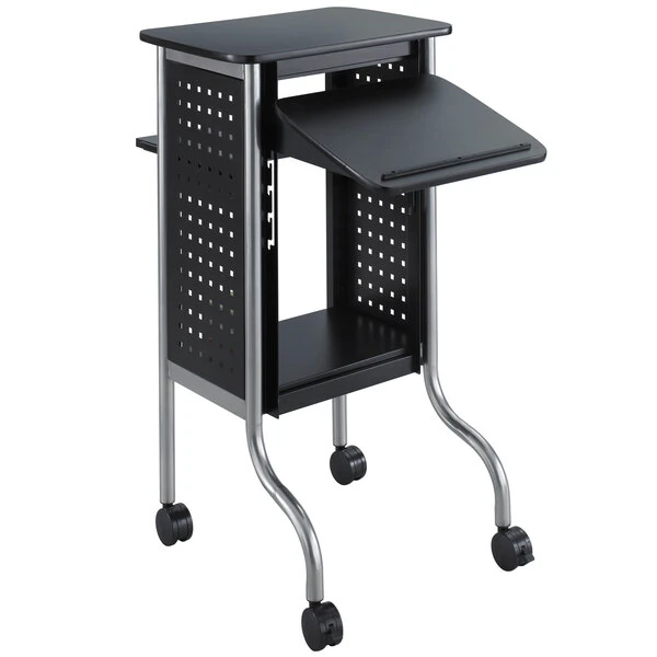 Safco 8945BL Scoot Black Adjustable Presentation Cart