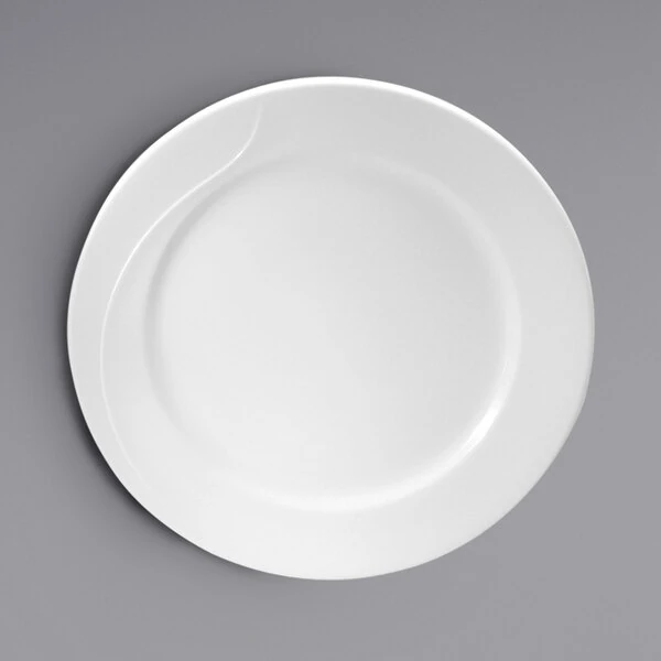 Oneida Eclipse by 1880 Hospitality F1100000139 9" Embossed Bone China Mid Rim Plate - 24/Case