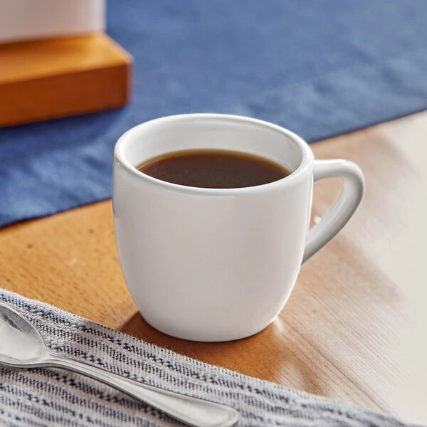 Acopa 3.5 oz. Rolled Edge Bright White Stoneware Espresso Cup - 36/Case