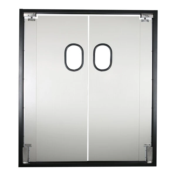 Aleco Impacdor FS-250 30" x 84" Fieldstone Gray Rigid Single Swinging Traffic Door with 9" x 14" Rubber Gasketed Window 730075