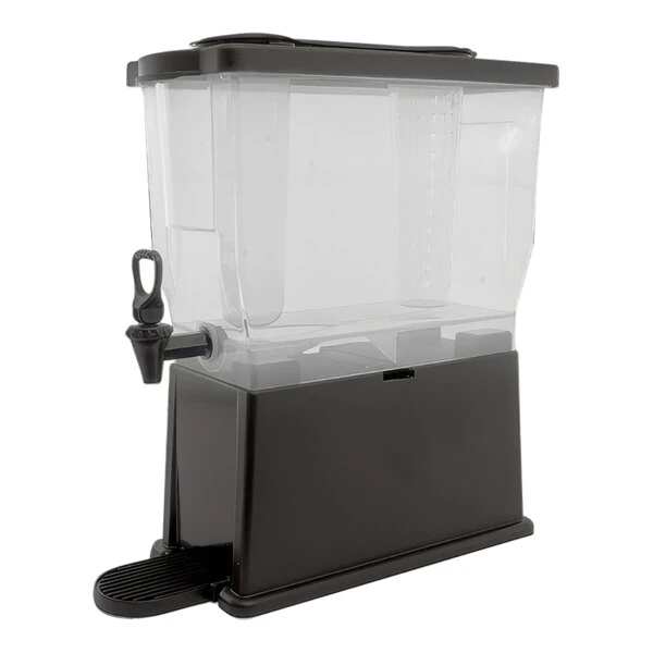 Service Ideas Classic 3 Gallon Rectangular Black Acrylic Cold Beverage Dispenser with Infuser Tube and Ice Chamber CBDP3BLK