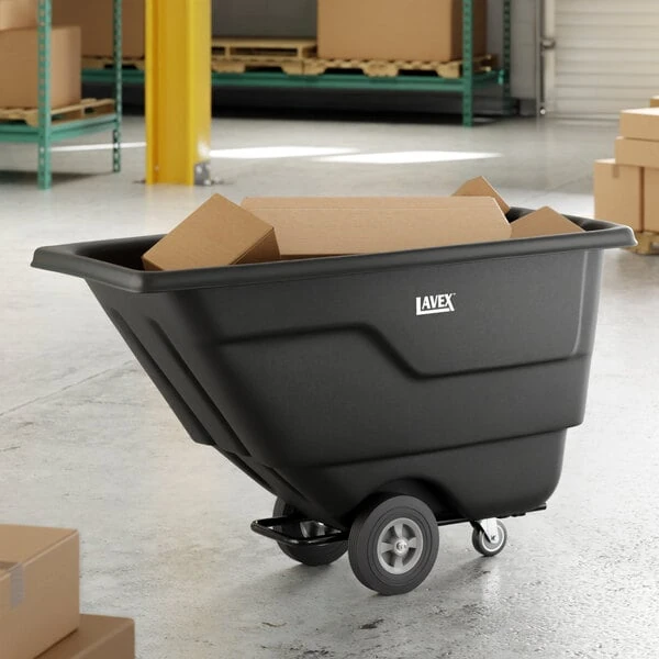 Lavex 0.5 Cubic Yard Black Tilt Truck / Trash Cart (300 lb. Capacity)
