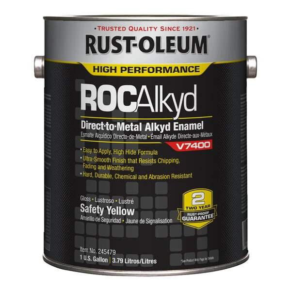 Rust-Oleum ROCAlkyd V7400 System 1 Gallon Safety Yellow High-Performance Direct-to-Metal Alkyd Enamel 245479 - 2/Case