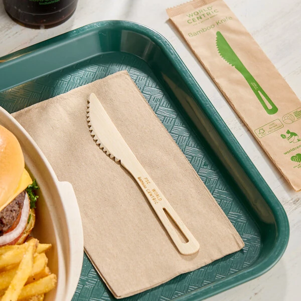 World Centric 6 11/16" Wrapped Compostable Bamboo Knife - 750/Case