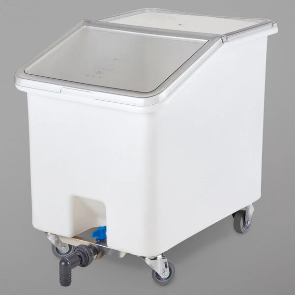 Cambro IBSD37148 37 Gallon / 590 Cup White Slant Top Soak and Brine Bucket with Flip Top